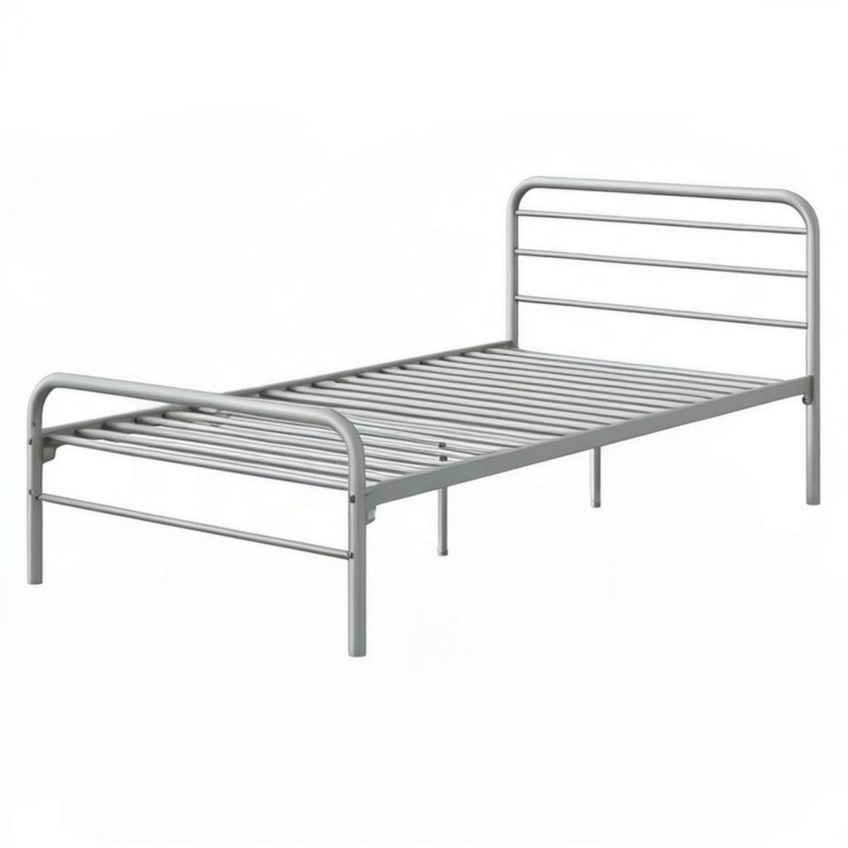 Metallbettgestell 90 x 200 cm mit Stahl-Lattenrost, Silber