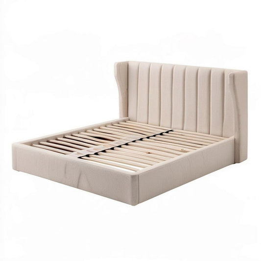 Gepolstertes Doppelbett 180 x 200 cm Beige mit Lattenrost
