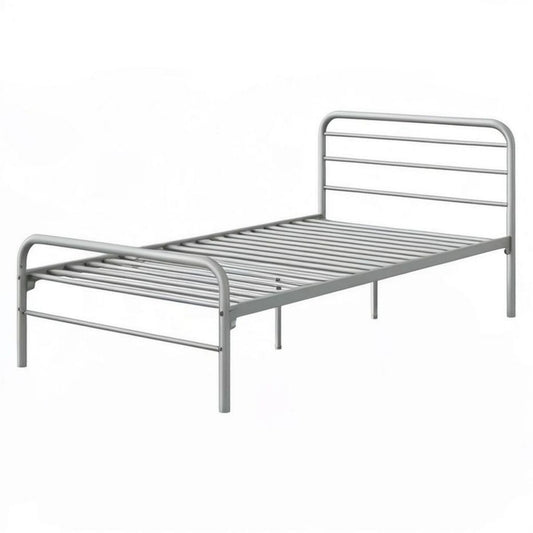 Metallbettgestell 90 x 200 cm mit Stahl-Lattenrost, Silber