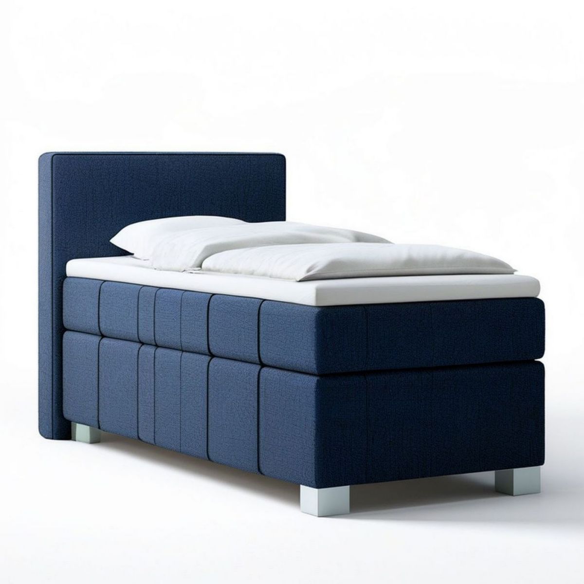 Boxspringbett 160 x 200 cm in Dunkelblau mit gepolstertem Kopfteil