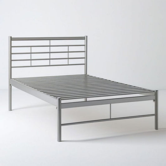 Metallbett 90 x 200 cm in Silber mit Stahl-Lattenrost
