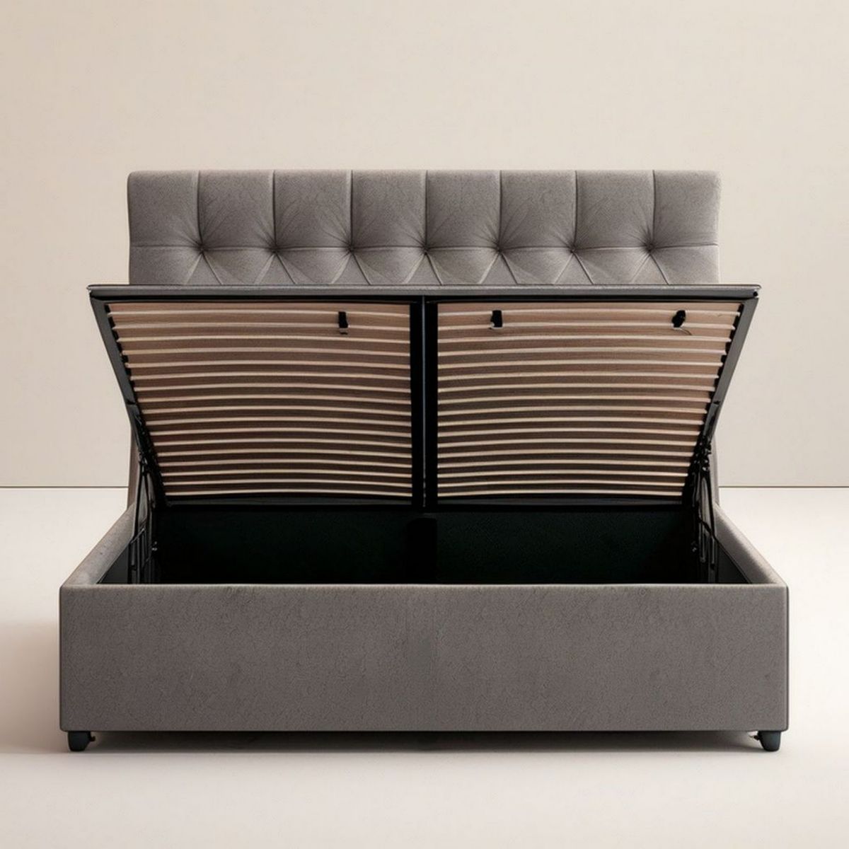 Gepolstertes Bett mit Bettkasten 160 x 200 cm Grau